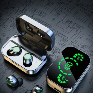 True Wireless Metal Earphones with Dual LED Display & Long Battery Life