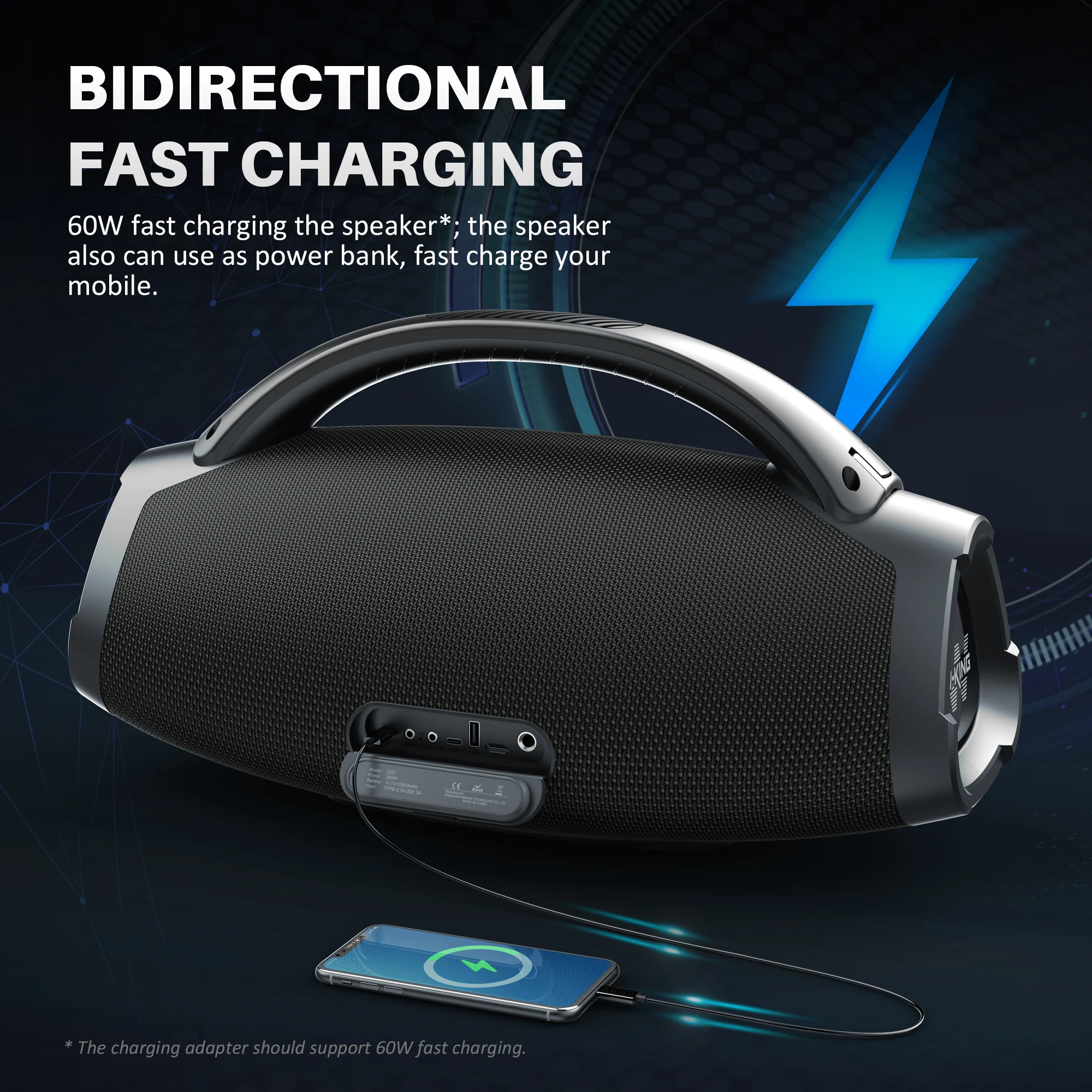 W-KING D20 Portable Bluetooth Speakers,200W - Image 6