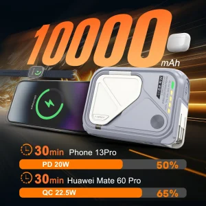 10,000mAh 22.5W Magnetic Wireless Power Bank with Holder - Thumbnail Image 3