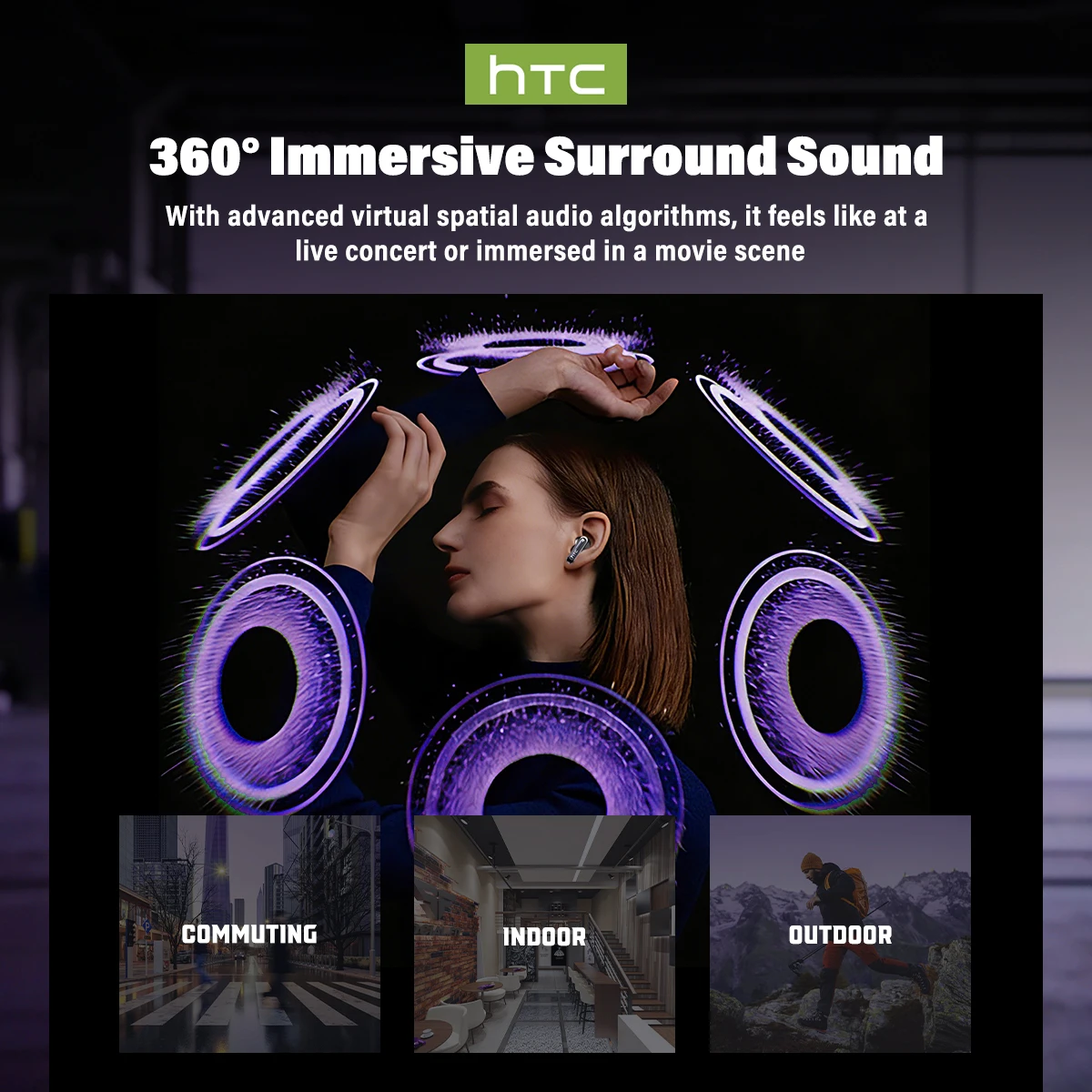 HTC NE70 AI Translation Wireless Earbuds with Smart Touchscreen Case - Image 3