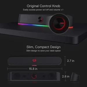 Redragon GS560 Adiemus RGB USB Desktop Soundbar - Thumbnail Image 6
