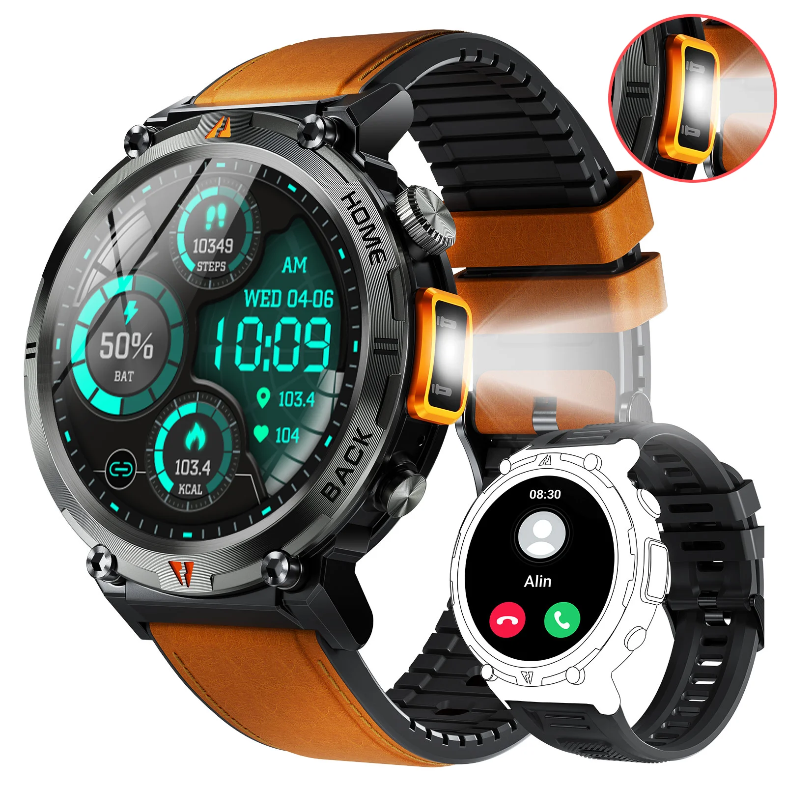 EIGIIS KE3 Smartwatch with Bluetooth Calling & LED Flashlight - Image 4